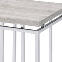End Table with Rectangular Tabletop and Metal Legs, Silver and Brown - BM209596