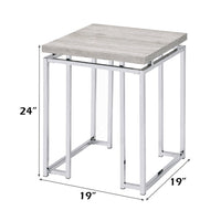 End Table with Rectangular Tabletop and Metal Legs, Silver and Brown - BM209596