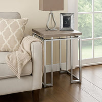 End Table with Rectangular Tabletop and Metal Legs, Silver and Brown - BM209596