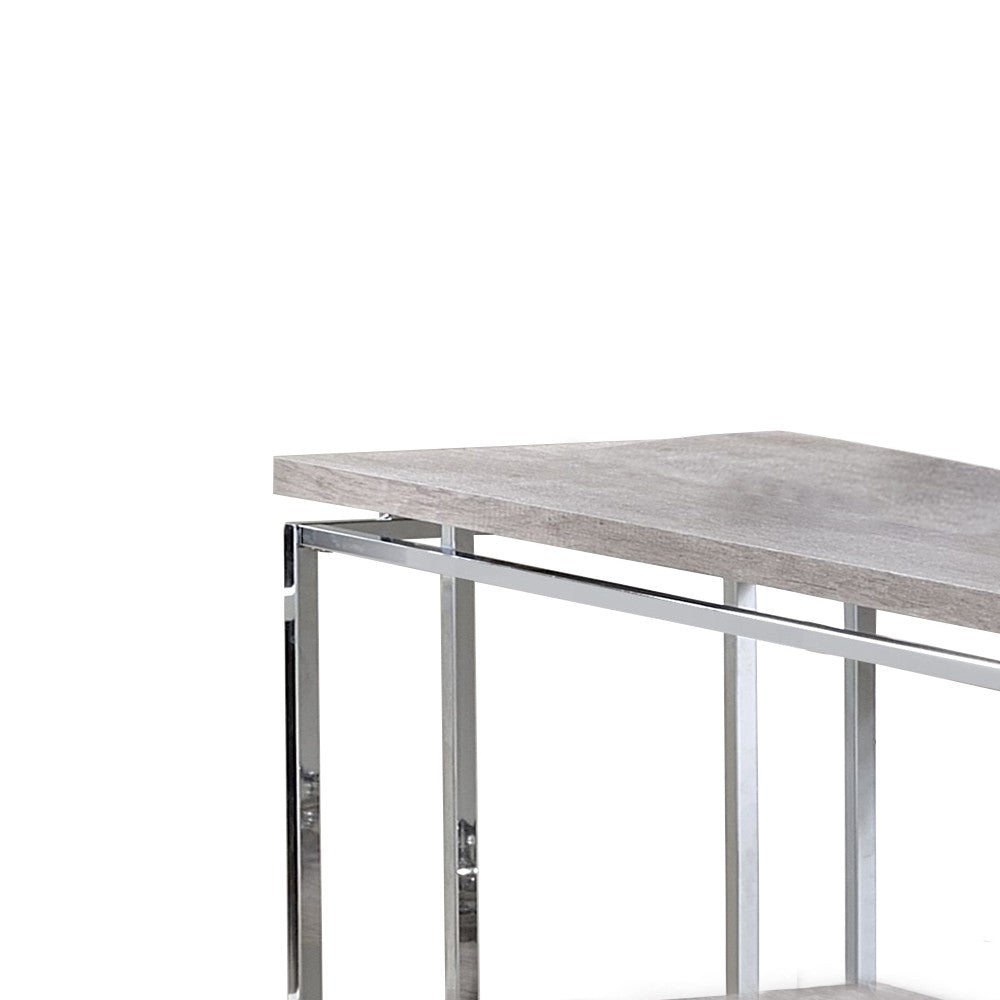Sofa Table with Rectangular Tabletop and Open Bottom Shelf,Silver and Brown - BM209597