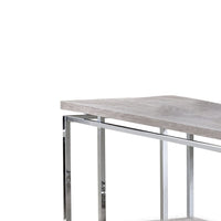 Sofa Table with Rectangular Tabletop and Open Bottom Shelf,Silver and Brown - BM209597