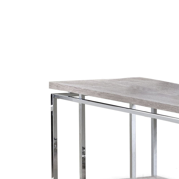 Sofa Table with Rectangular Tabletop and Open Bottom Shelf,Silver and Brown - BM209597