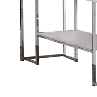 Sofa Table with Rectangular Tabletop and Open Bottom Shelf,Silver and Brown - BM209597