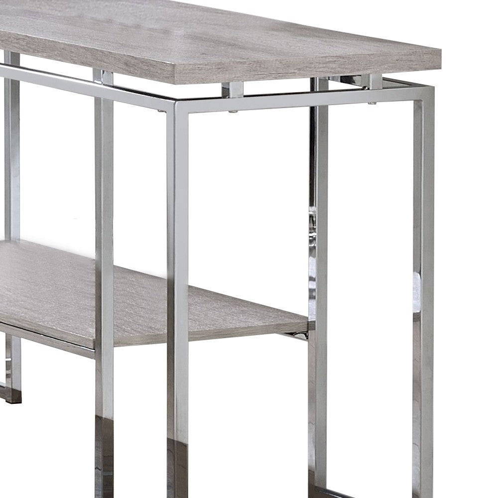 Sofa Table with Rectangular Tabletop and Open Bottom Shelf,Silver and Brown - BM209597