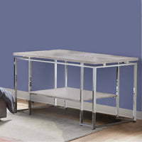 Sofa Table with Rectangular Tabletop and Open Bottom Shelf,Silver and Brown - BM209597