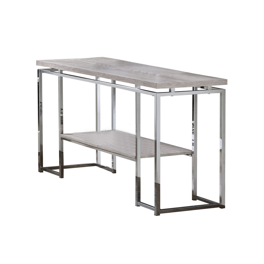 Sofa Table with Rectangular Tabletop and Open Bottom Shelf,Silver and Brown - BM209597