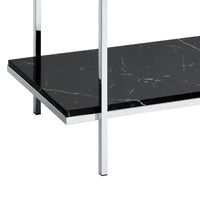 Console Table with Mirror Top and Faux Marble Open Bottom Shelf, Silver - BM209601