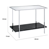 Console Table with Mirror Top and Faux Marble Open Bottom Shelf, Silver - BM209601