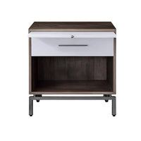 Wooden Accent Table with Open Storage and Pull Out Tray, Brown and White - BM209611