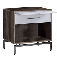 Wooden Accent Table with Open Storage and Pull Out Tray, Brown and White - BM209611
