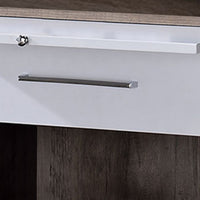 Wooden Accent Table with Open Storage and Pull Out Tray, Brown and White - BM209611