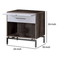 Wooden Accent Table with Open Storage and Pull Out Tray, Brown and White - BM209611