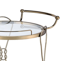 Serving Cart with 2 Glass Shelves and Caster Support, Gold and Clear - BM209612