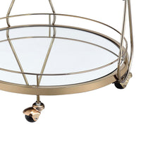 Serving Cart with 2 Glass Shelves and Caster Support, Gold and Clear - BM209612