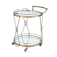 Serving Cart with 2 Glass Shelves and Caster Support, Gold and Clear - BM209612