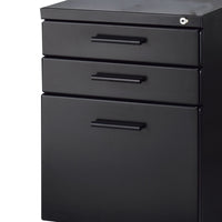 Contemporary Style File Cabinet with Lock System and Caster Support, Black - BM209615