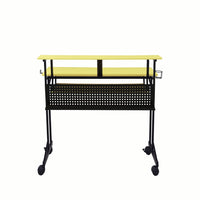Rectangular Top Computer Desk with 1 Shelf and 1 Cupholder,Black and Yellow - BM209624