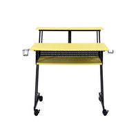 Rectangular Top Computer Desk with 1 Shelf and 1 Cupholder,Black and Yellow - BM209624