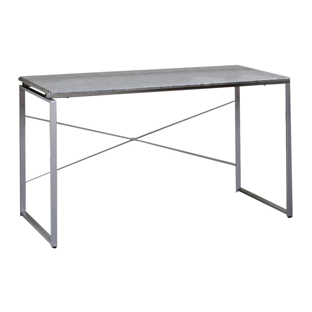 Sled Base Rectangular Table with X shape Back and Wood Top,Gray and Silver - BM209625