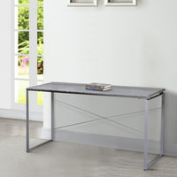 Sled Base Rectangular Table with X shape Back and Wood Top,Gray and Silver - BM209625