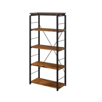 Industrial Bookshelf with 4 Shelves and Open Metal Frame, Brown and Black - BM209629