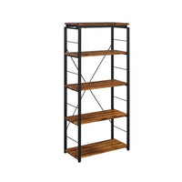 Industrial Bookshelf with 4 Shelves and Open Metal Frame, Brown and Black - BM209629