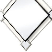 Diamond Shaped Beveled Accent Wall Mirror with Mirror Inserts, Silver - BM209637