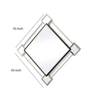 Diamond Shaped Beveled Accent Wall Mirror with Mirror Inserts, Silver - BM209637