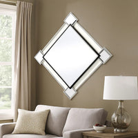 Diamond Shaped Beveled Accent Wall Mirror with Mirror Inserts, Silver - BM209637