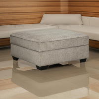 Wooden Ottoman with Hidden Storage and Tapered Block Legs in Gray - BM209655