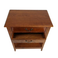 Wooden Nightstand with 2 Drawers and Criss Cross Sides, Brown - BM210138