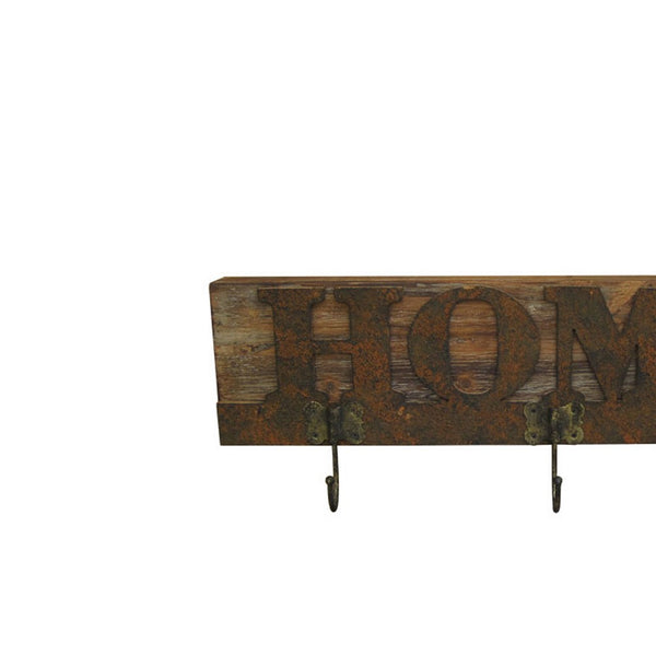 Traditional Wooden Rustic Plaque with Home Engraved, Brown - BM210369