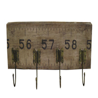 Contemporary Wooden Rustic Plaque with Ruler Style Design, Brown - BM210370