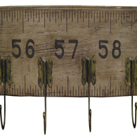 Contemporary Wooden Rustic Plaque with Ruler Style Design, Brown - BM210370