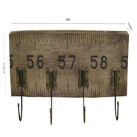 Contemporary Wooden Rustic Plaque with Ruler Style Design, Brown - BM210370