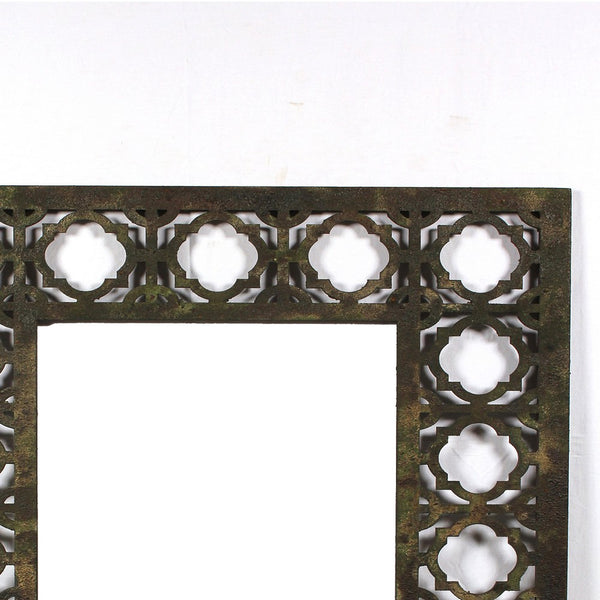 Rectangular Wooden Mirror with Distressed Finish and Bezel Pattern, Bronze - BM210371