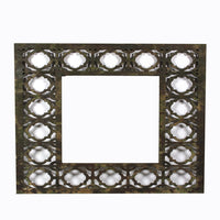 Rectangular Wooden Mirror with Distressed Finish and Bezel Pattern, Bronze - BM210371