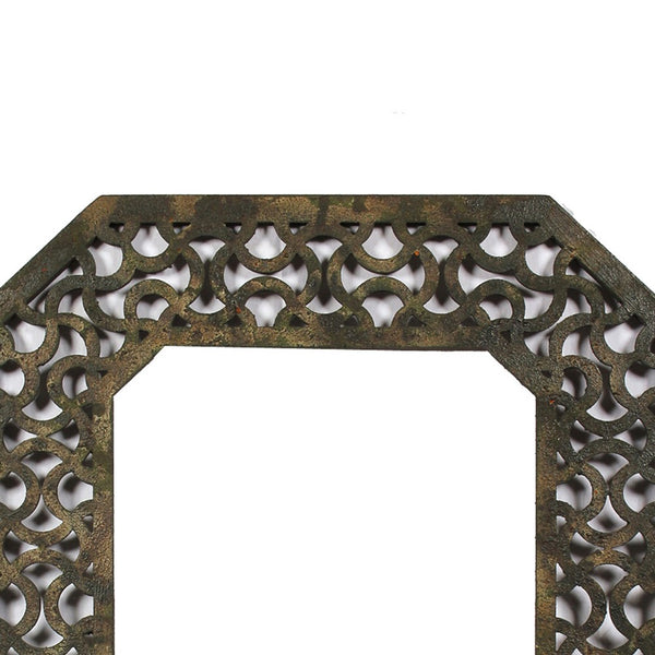 Octagonal Wooden Mirror with Distressed Finish and Bezel Pattern, Bronze - BM210372