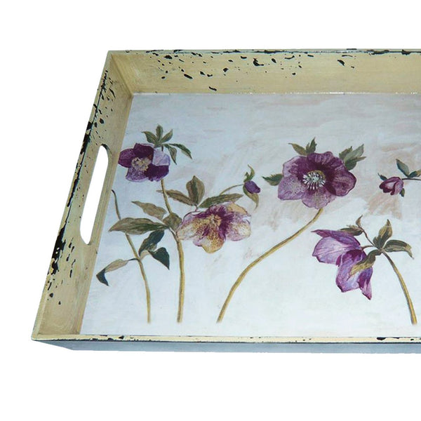 Traditional Rugged Designed Tray with Flower Print, Multicolor - BM210377