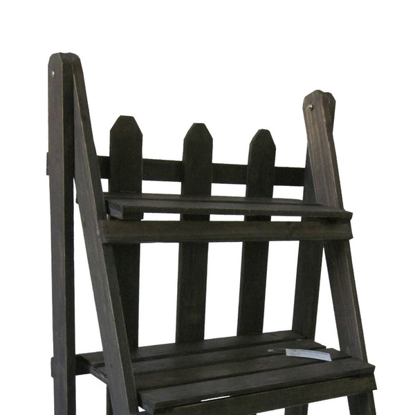 Transitional Style Wooden Garden Shelf with Fence Like Front, Brown - BM210379