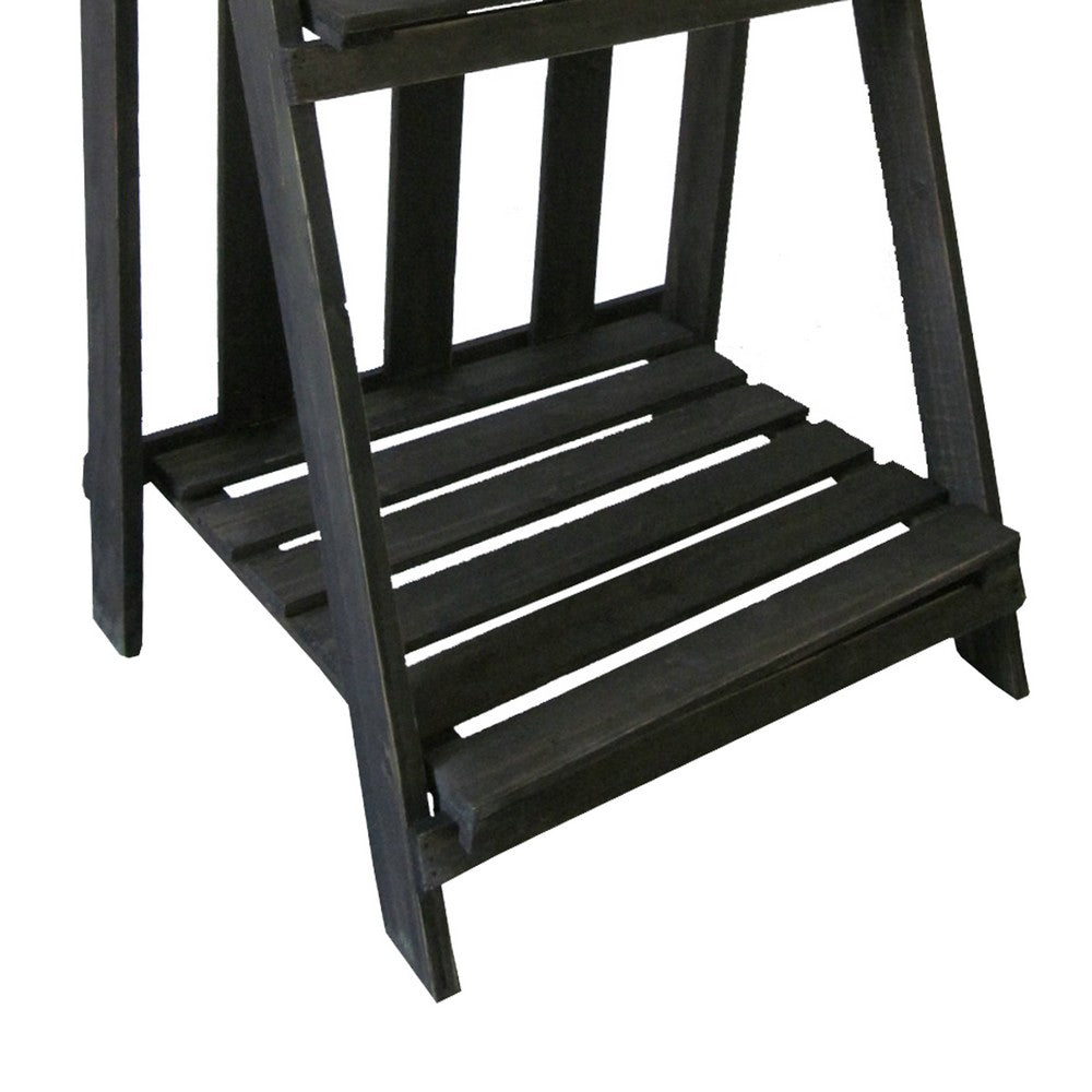 Transitional Style Wooden Garden Shelf with Fence Like Front, Brown - BM210379