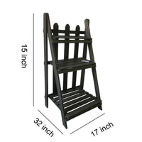 Transitional Style Wooden Garden Shelf with Fence Like Front, Brown - BM210379