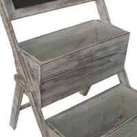 Transitional Style Wooden 2 Tier Garden Shelf with White Wash Finish, Brown - BM210381