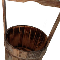 Old School Wooden Planters with Large Heightened Handles, Set of 2, Brown - BM210384