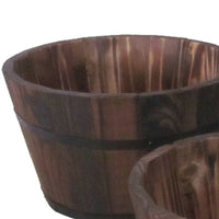 Traditional Round Shape Wooden Planters with Narrow Bottom, Set of 3, Brown - BM210385