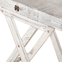 Transitional Rustic Finish Wooden Tray with Foldable Leg Support, White - BM210389