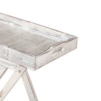 Transitional Rustic Finish Wooden Tray with Foldable Leg Support, White - BM210389