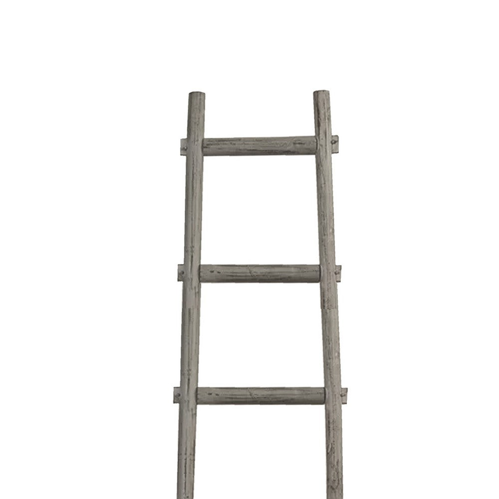 Transitional Style Wooden Decor Ladder with 6 Steps, Gray - BM210393