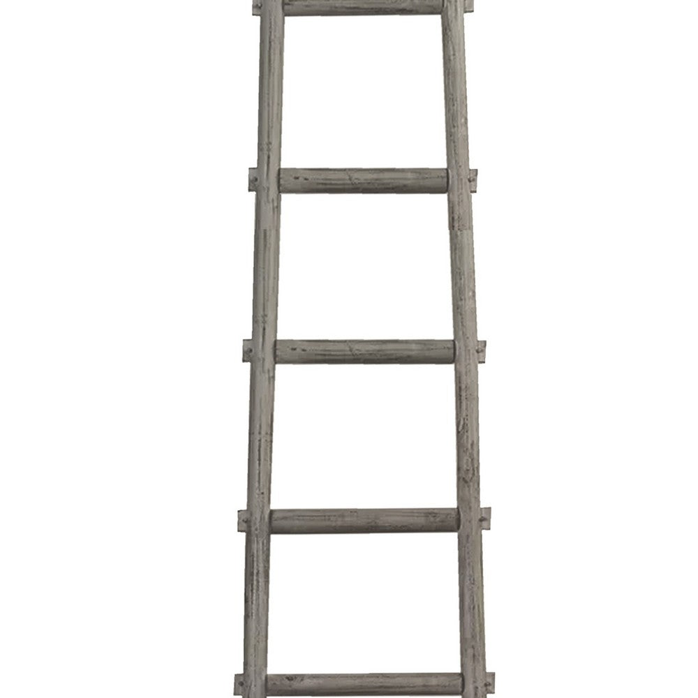 Transitional Style Wooden Decor Ladder with 6 Steps, Gray - BM210393