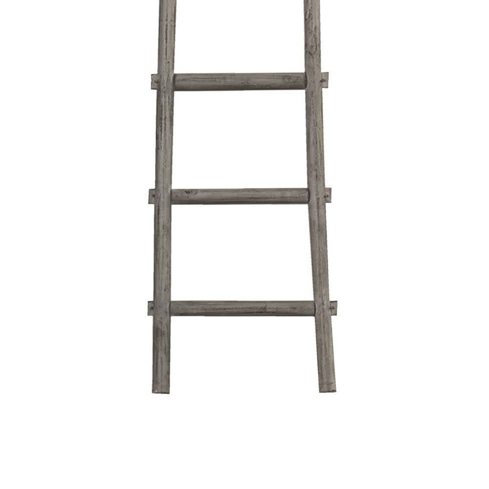 Transitional Style Wooden Decor Ladder with 6 Steps, Gray - BM210393